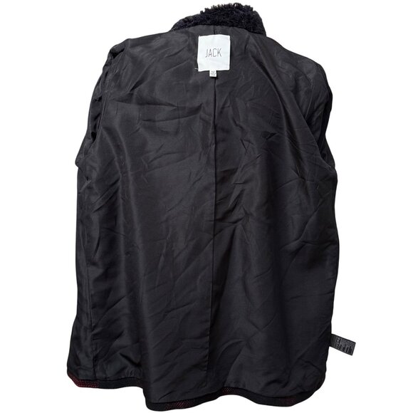 Jack BB Dakoda Rydell Buffalo Wool Blend Plaid Black Red Jacket Faux Collar Med - Picture 11 of 14